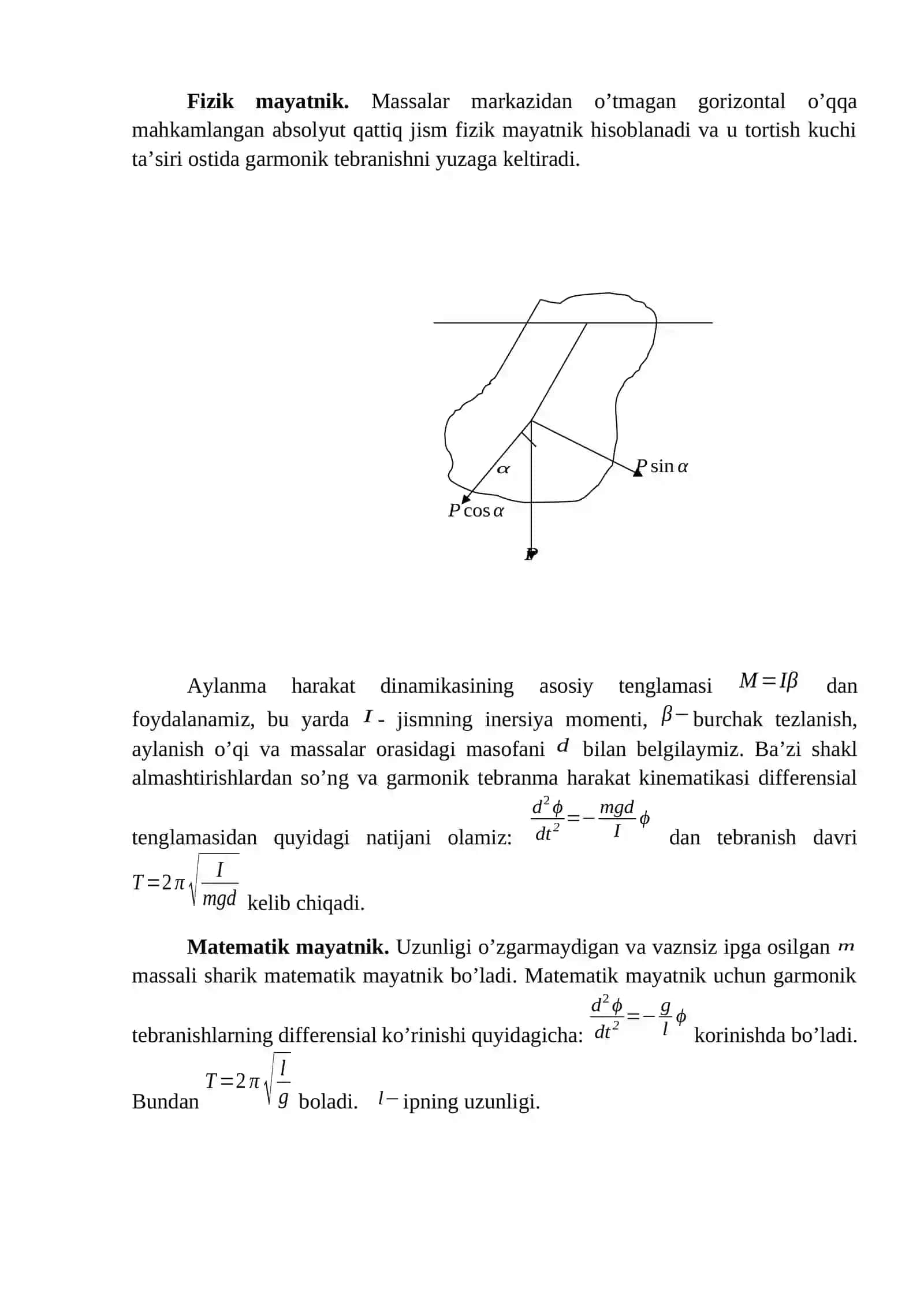 LABORATORIYA ISHI №1 MATEMATIK VA FIZIK MAYATNIK TEBRANISHLARINI O‘RGANISH 2