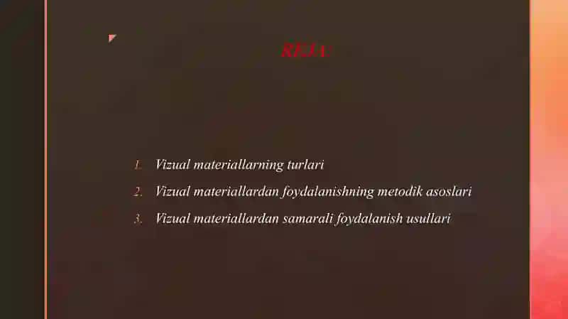 VIZUAL MATERIALLARDAN FOYDALANISH 2