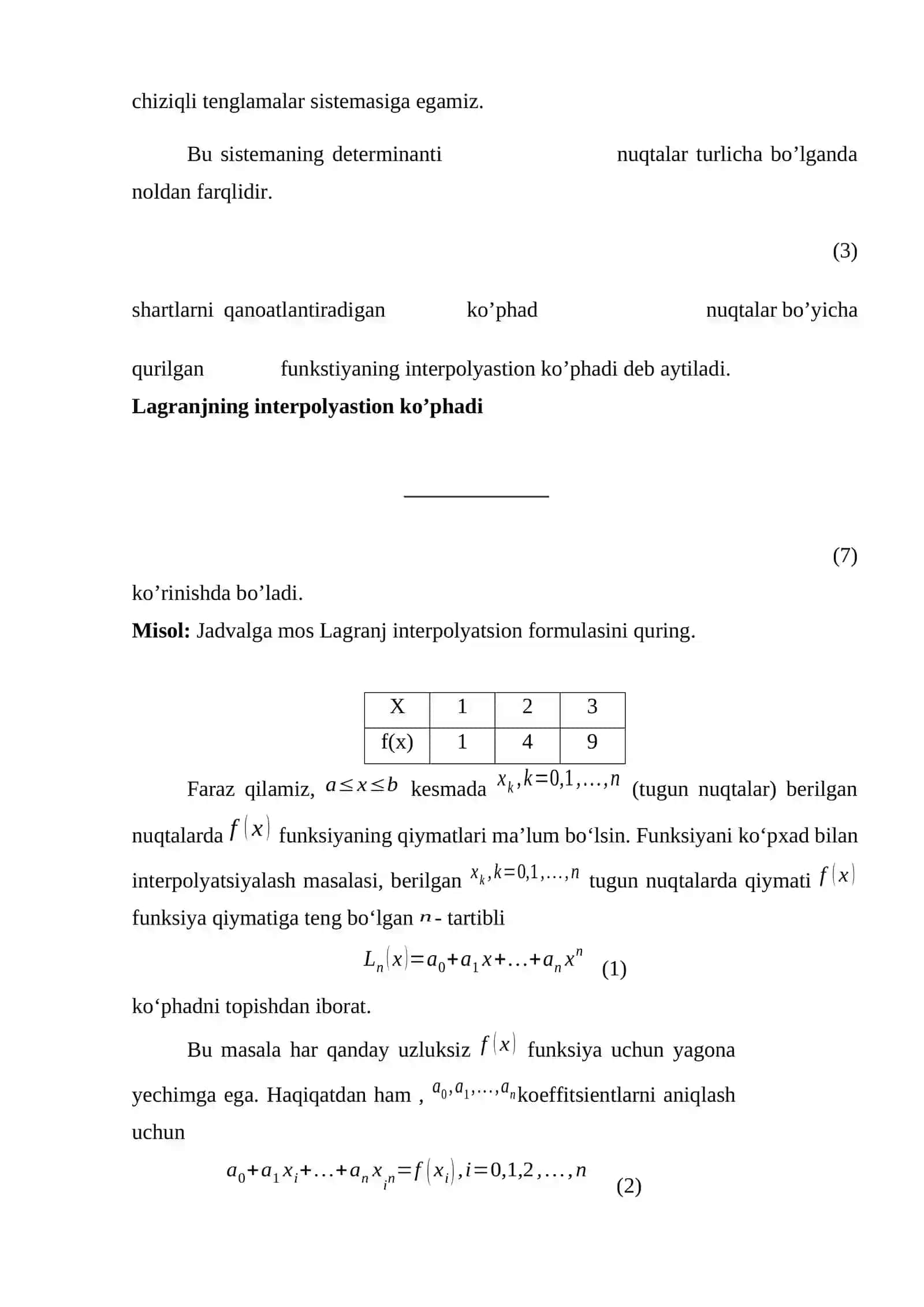 MATHCAD FUNKSIYALARNI YAQINLASHTIRISH MASALASI 2