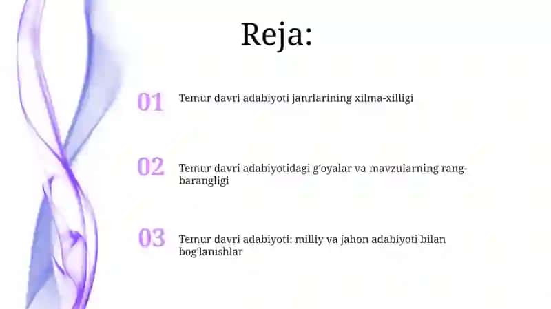 Temuriylar davri adabiyotida mavzu, gʻoya va janr rang barangligi 2