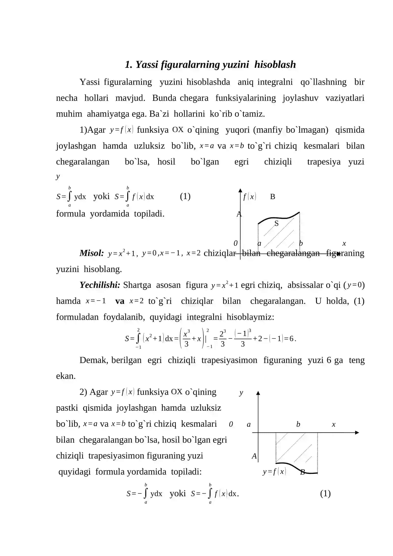 Aniq integralning tadbiqlari 2