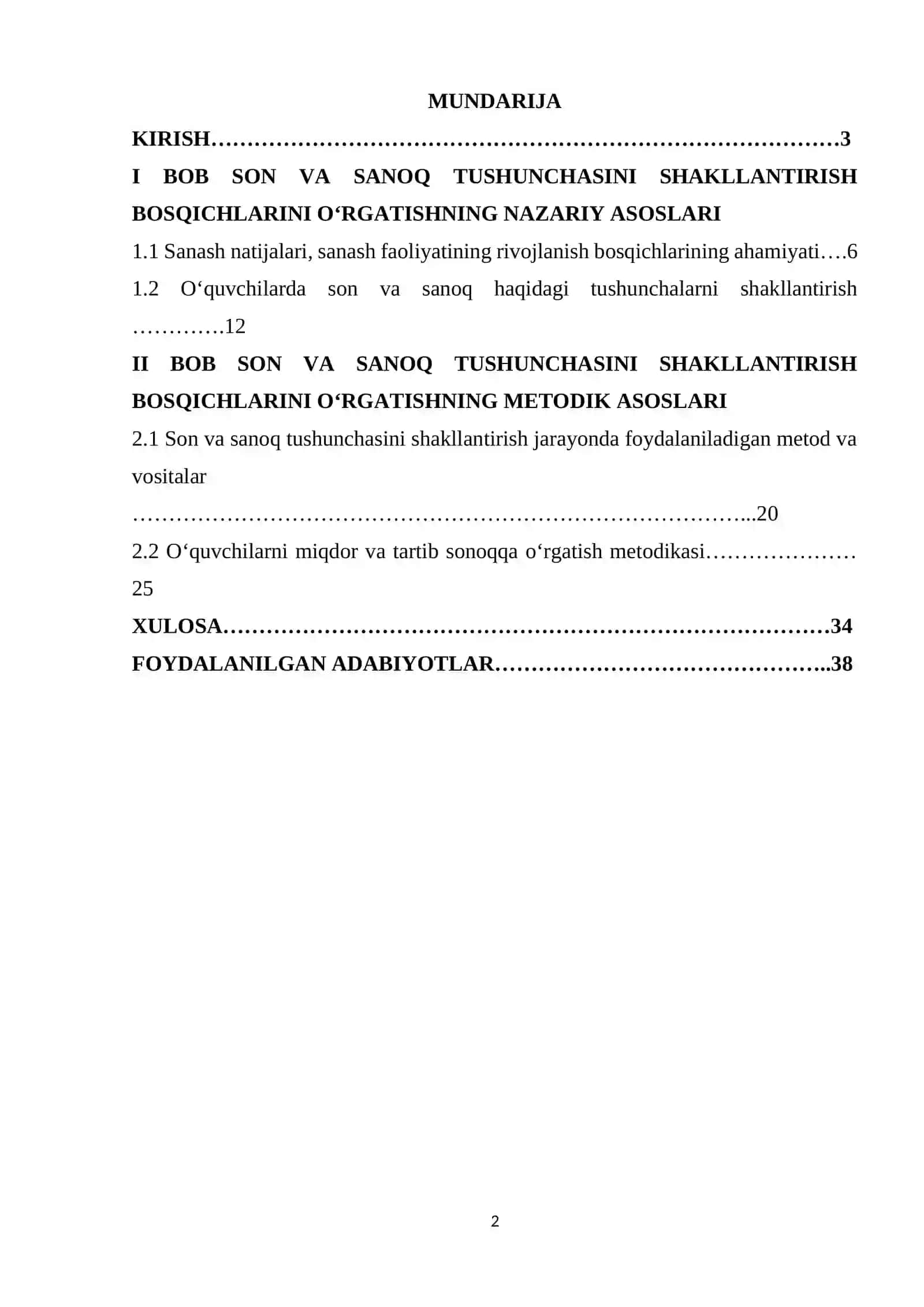 O‘NLI SANOQ SISTEMASI XUSUSIYATLARI VA UNING NOMERLASHGA ASOS QILIB OLINISHI 2