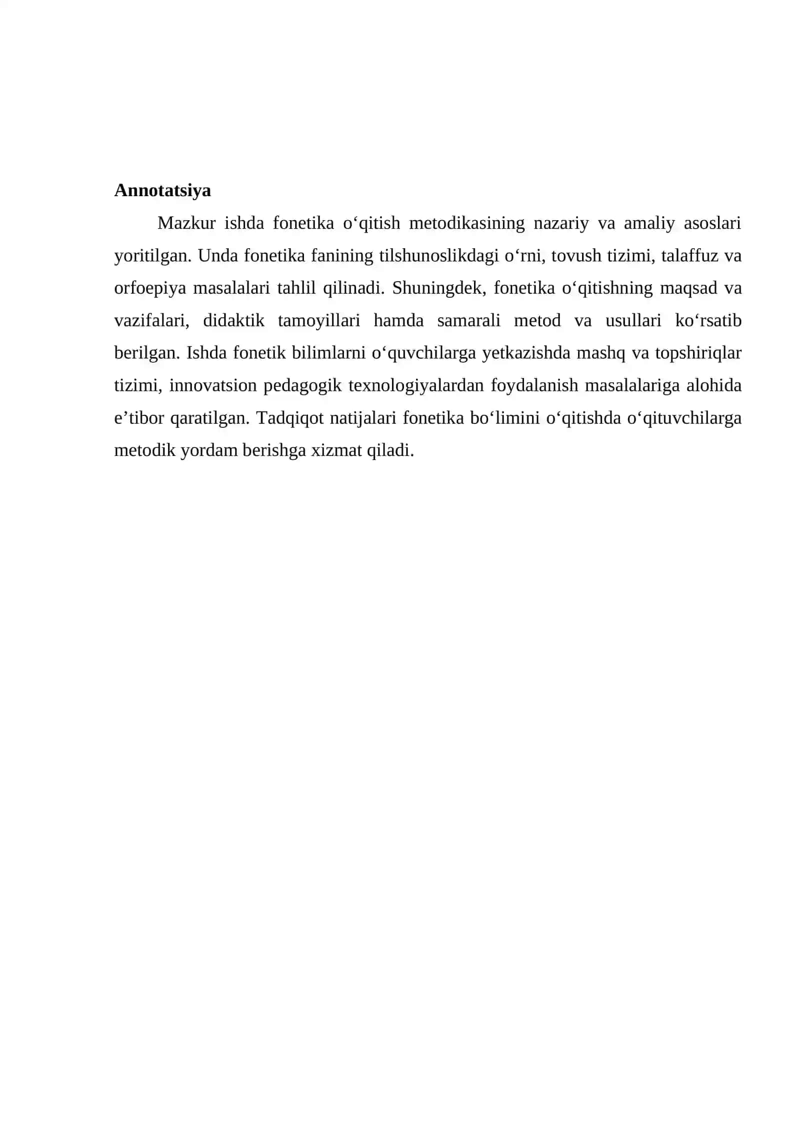 FONETIKA O’QITISH METODIKASI 2