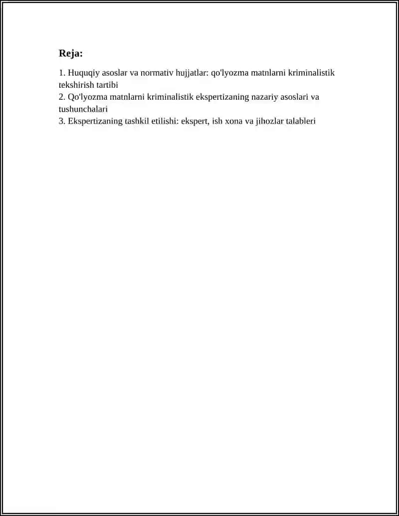 HUJJATLARNING QOʻLYOZMA MATNLARINI KRIMINALISTIK USULDA TEKSHIRISH 2