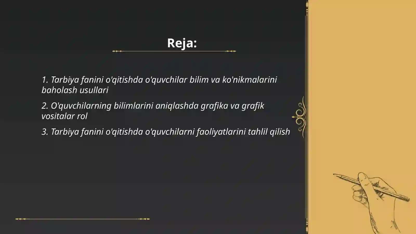 TARBIYA FANINI O'QITISHDA O'QUVCHILARNING BILIM KO'NIKMA VA MALAKALARNI TASHXIS ETISH 2