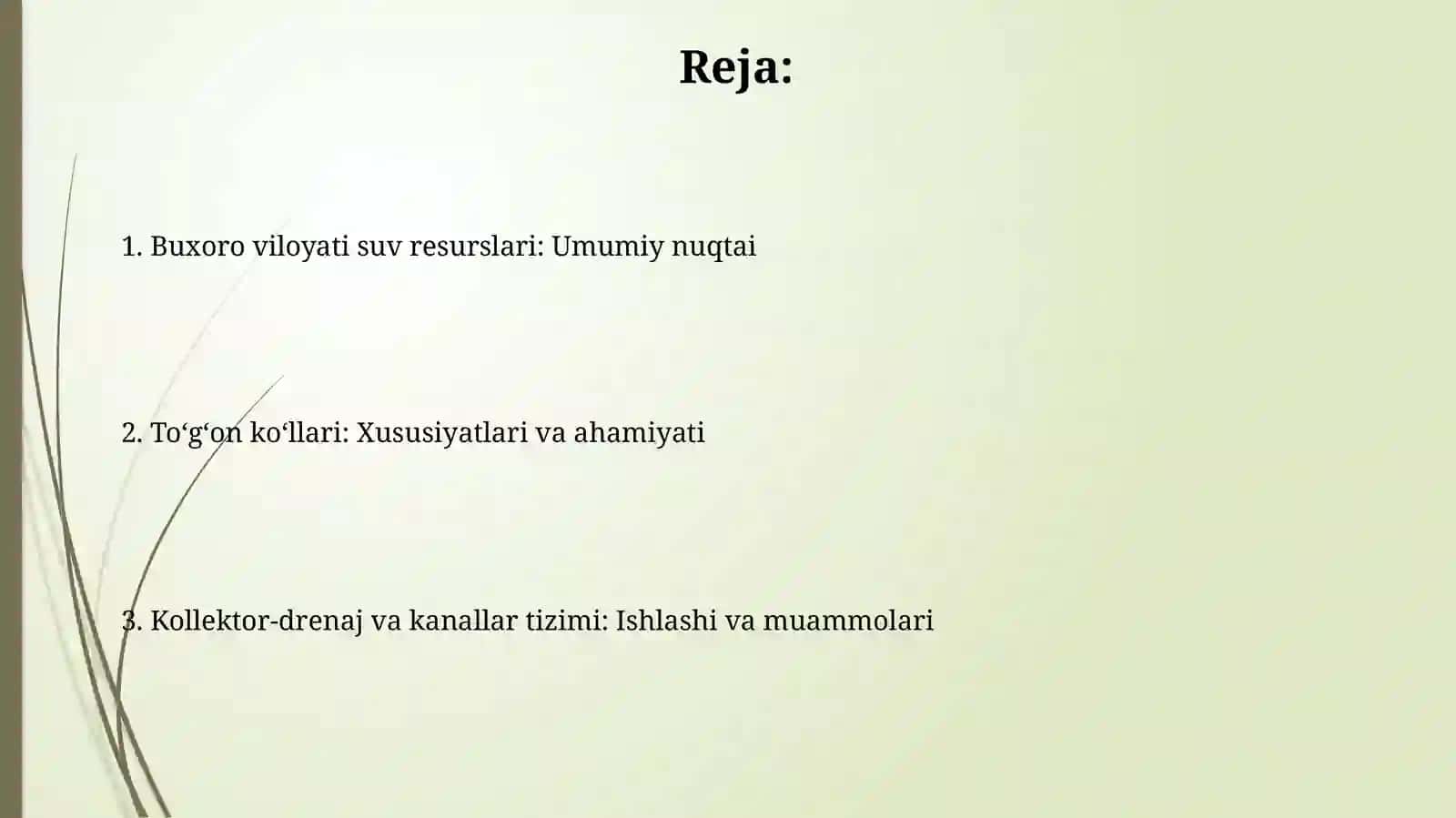 Buxoro viliyat suv resurslari (tashlama koʻl, kollektor-zovur,kanal) 2