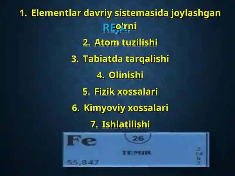 Temir Atomining Kimyoviy Xossalari 2