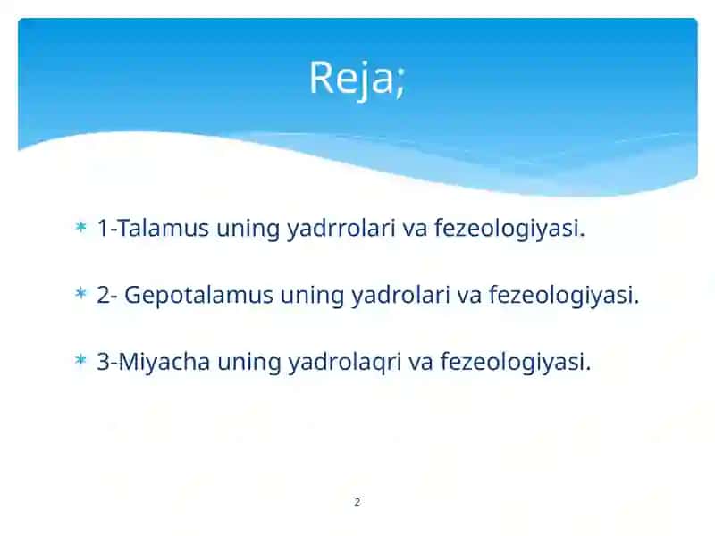 Miyacha va oraliq miya fiziologiyasi 2