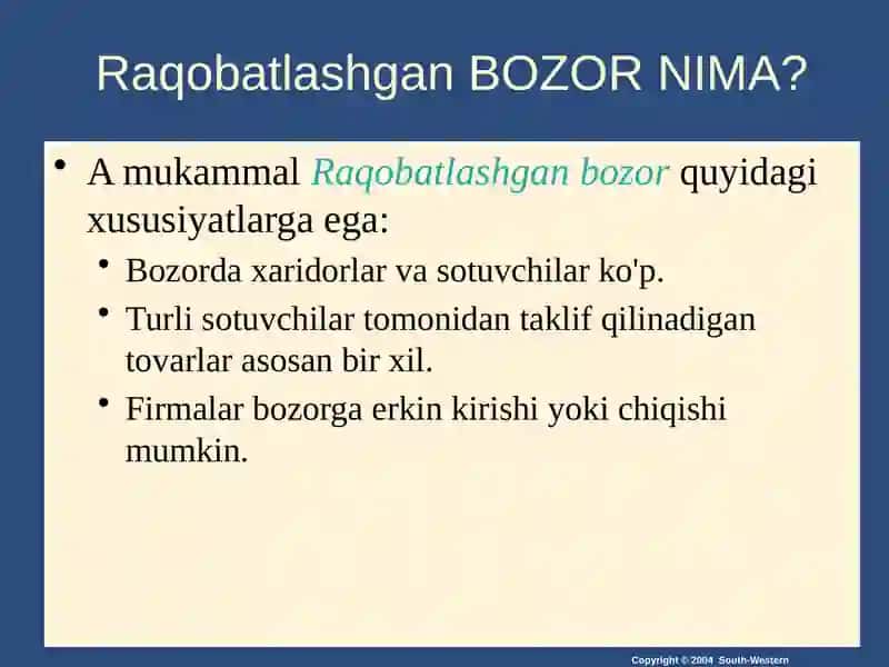 Bozor hokimiyati sharoitida narx strategiyalari 2