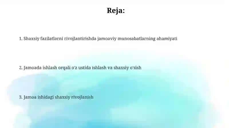 Shaxsiy fazilatlarni rivojlantirishda jamoaviy munosabatlarning ahamiyati 2