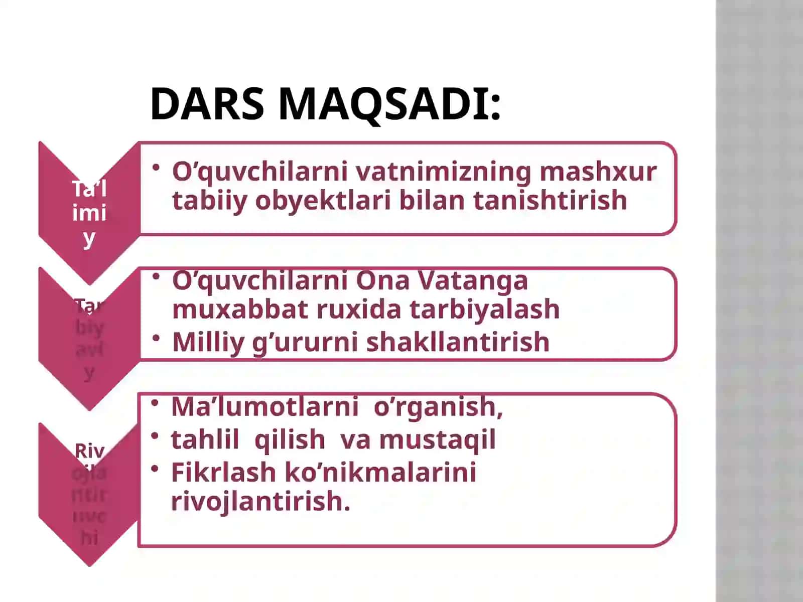 6-sinf Tabiiy fandan Mamlakatimizdagi mashhur tabiiy obyektlar dars taqdimoti 2