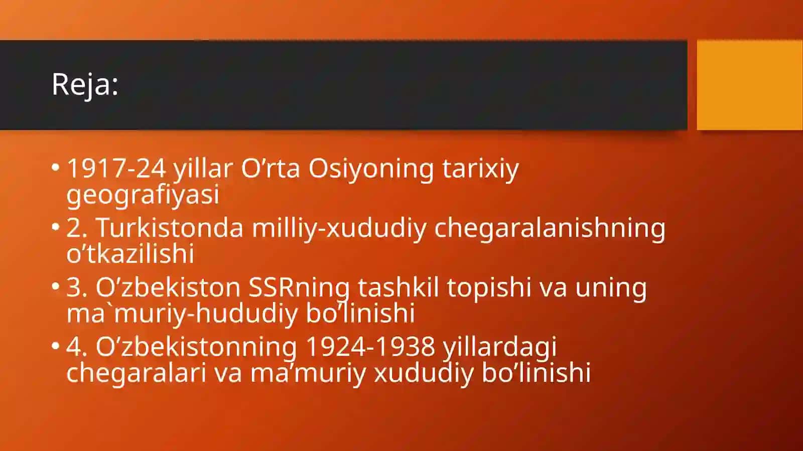 1917-1924- yillarda Turkiston oʻlkasi tarix geografiyasi 2