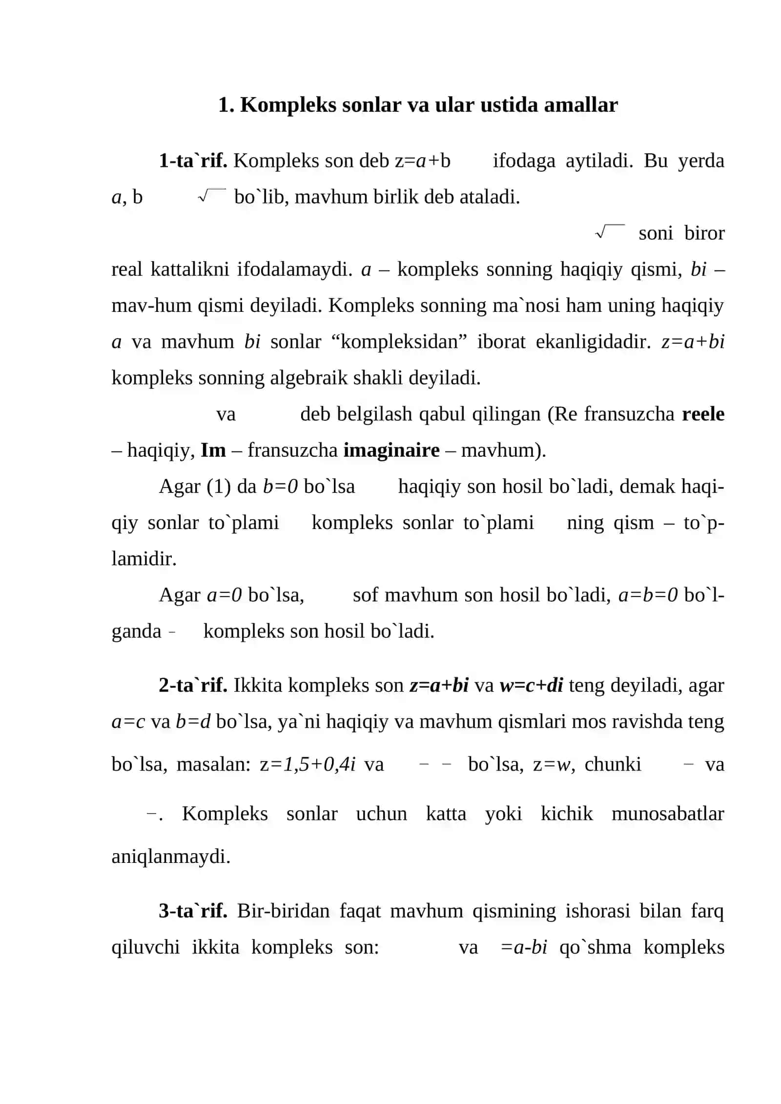 Kompleks sonlar 2
