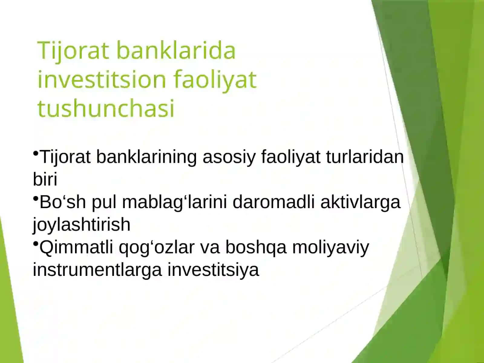 Tijorat banklari investitsion portfeli sifatini tavsiflovchi ko‘rsatkichlar 2