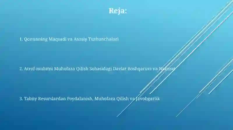 O‘zbekiston Respublikasiningtabiatni muhofaza qilish to‘g‘risidagi qonun 2