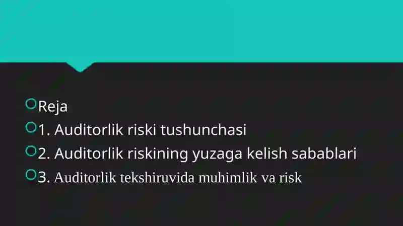 Auditorlik riski va uning yuzaga kelish sabablari 2
