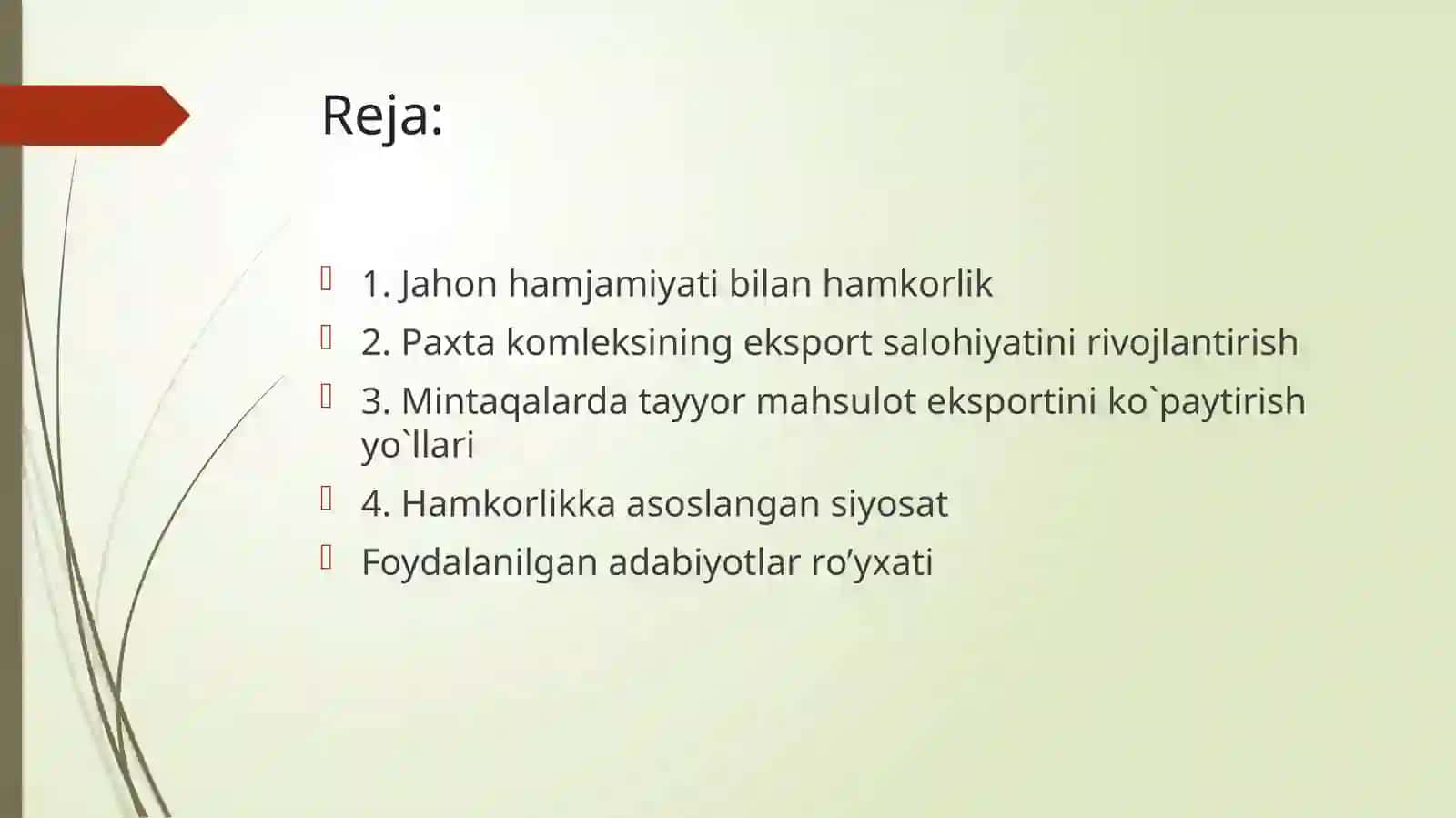 O’zbekiston Respublikasining korxonalarining xorijiy bozordagi strategik liniyalari 2