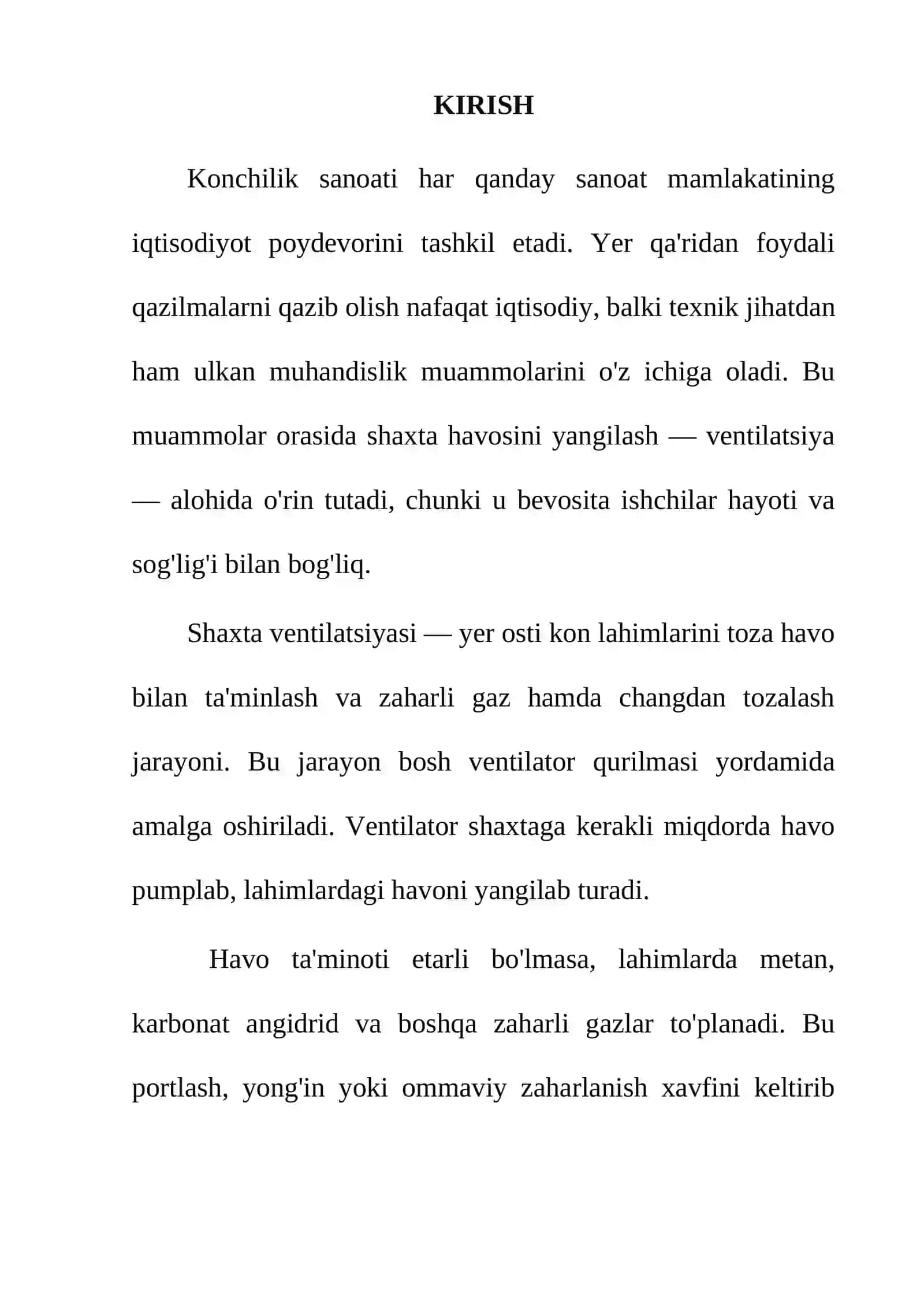Shaxta bosh ventilyator qurilmasining texnik xarakteristikasi 2