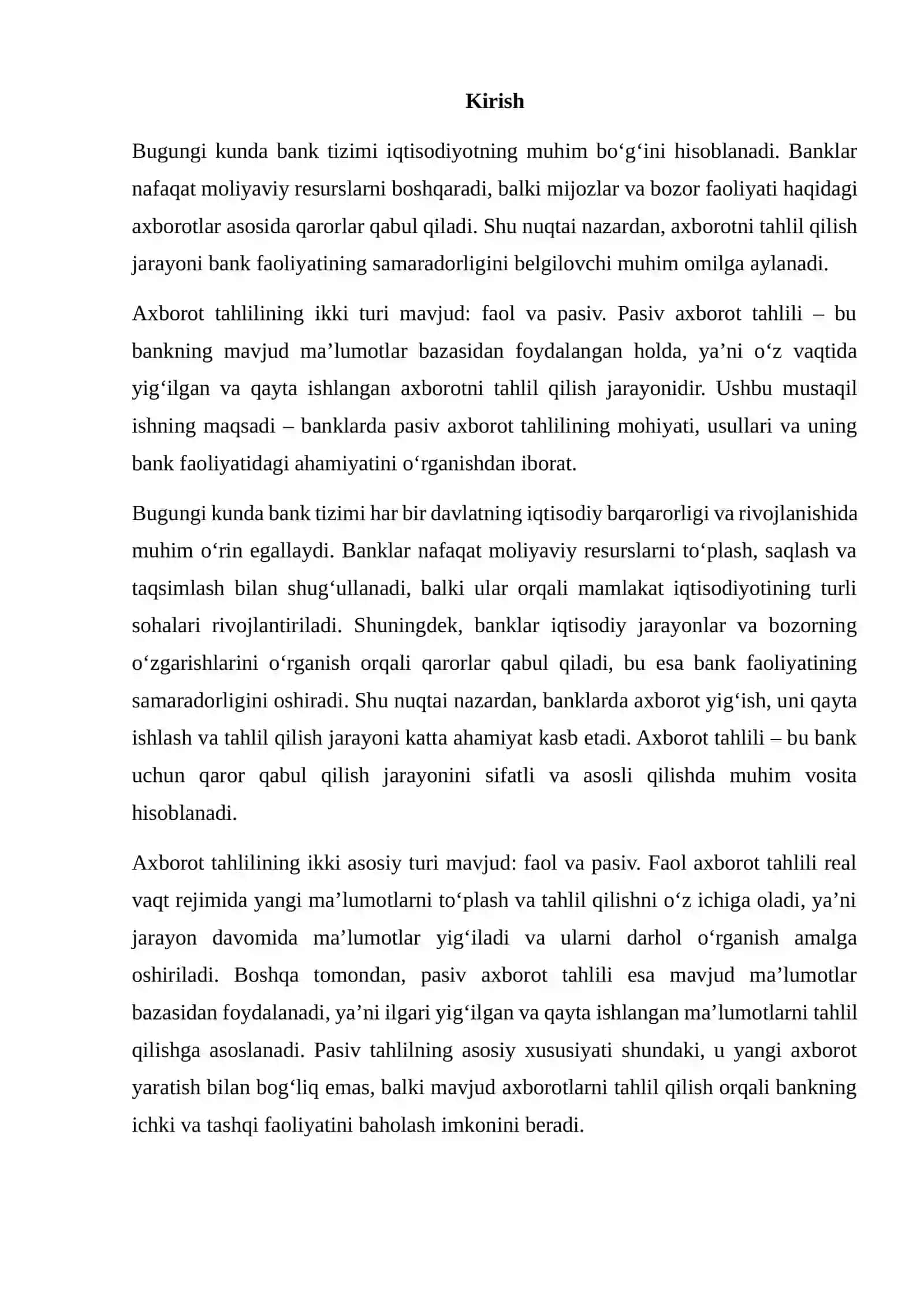 BANKLARDA PASIV AXBOROT TAHLILI 2