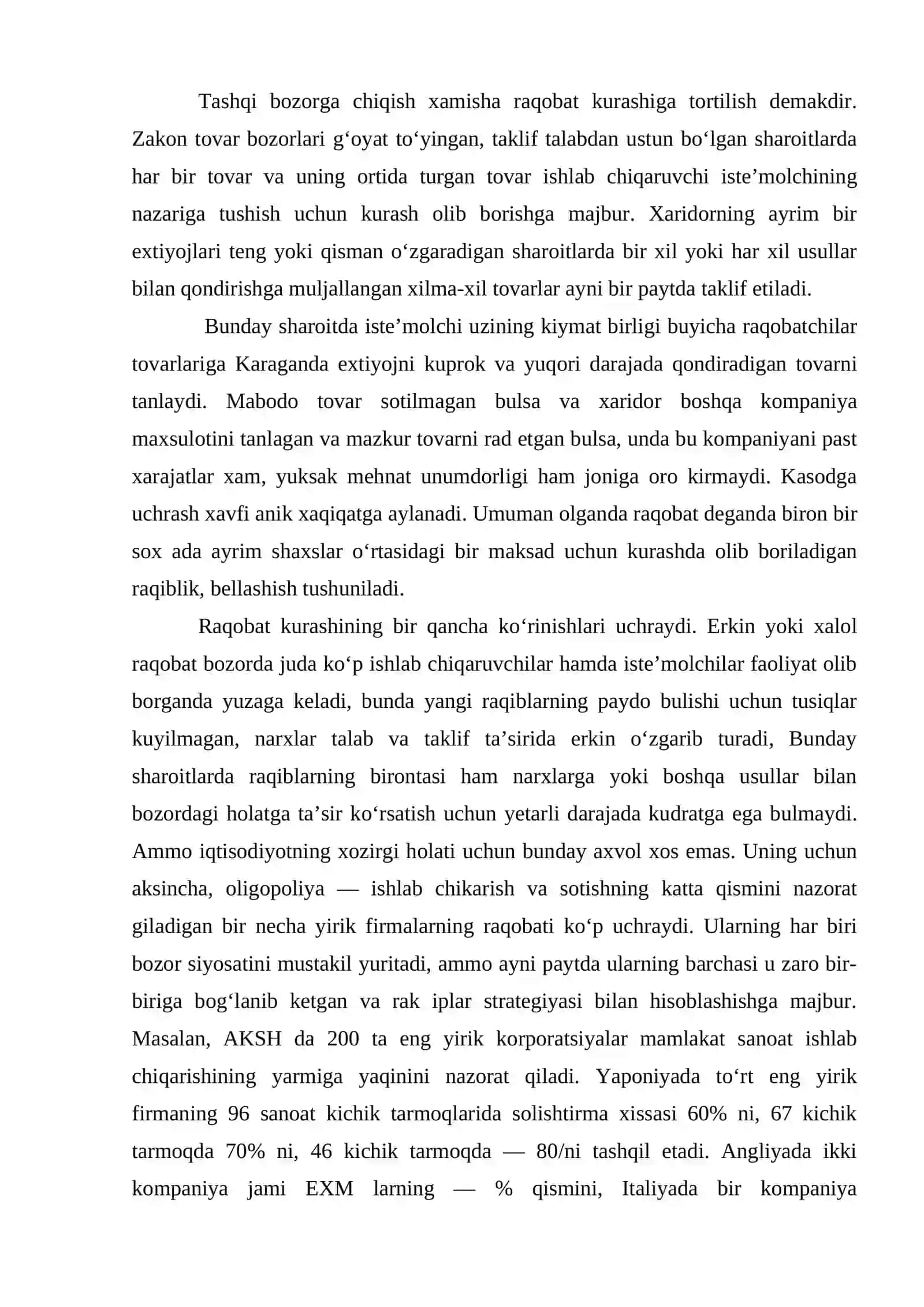 Jaxon moliyaviy-iqtisodiy inqirozi sharoitida raqobat va uning turlari 2