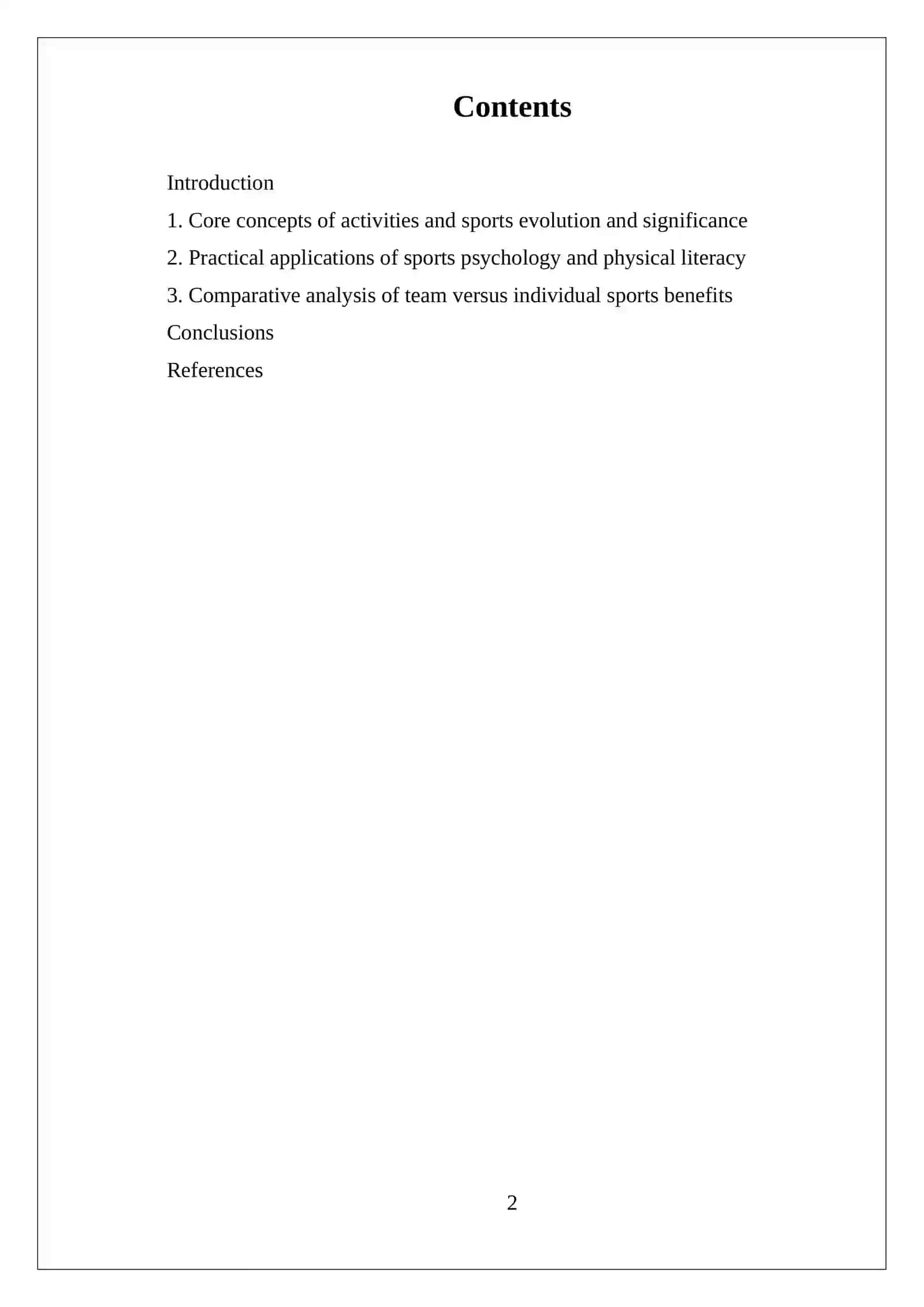 INDEPENDENT WORK ACTIVITIES AND SPORTS 2