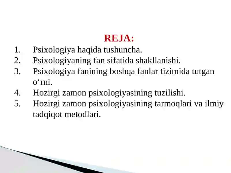 Psixologiya fanining predmeti va rivojlanish tarixi 2