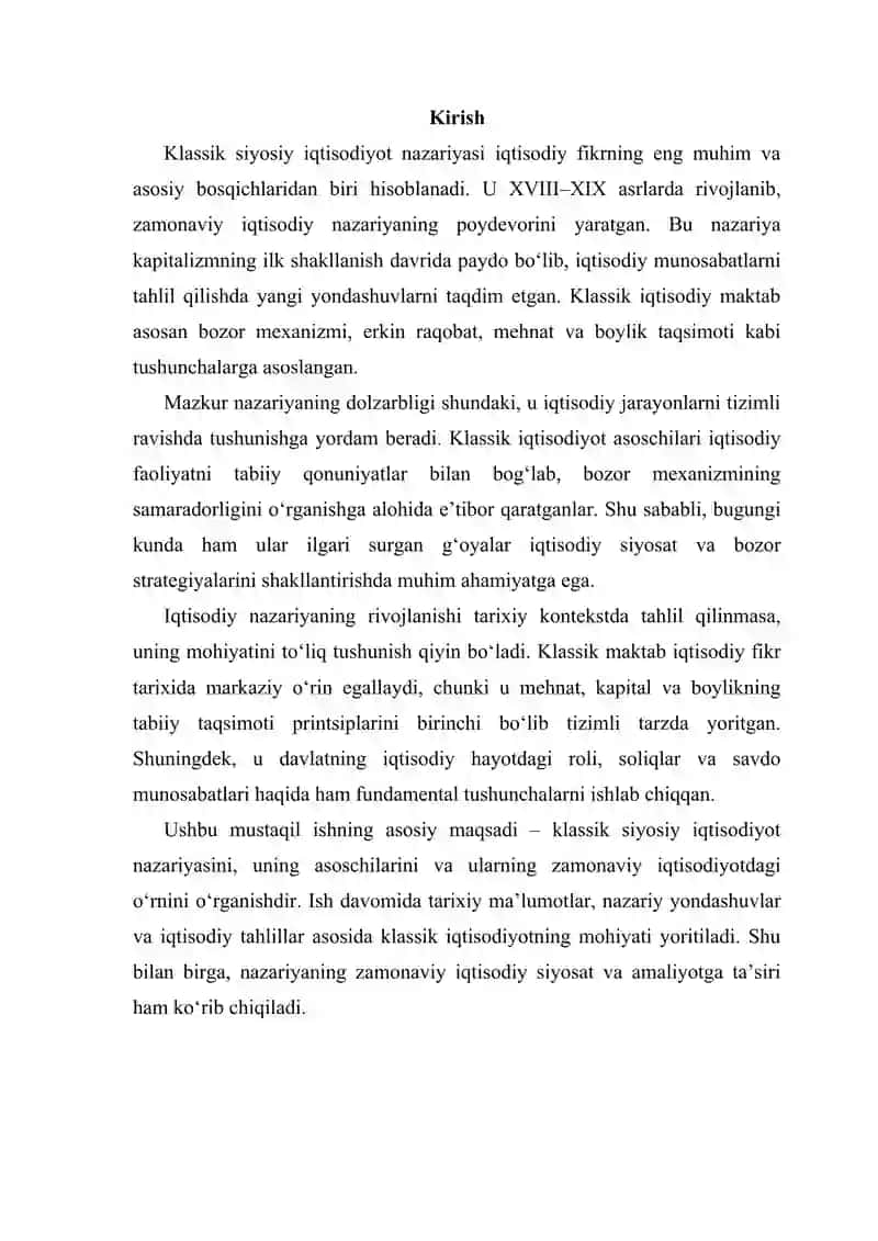 Klassik siyosiy iqtisodiyot nazariyasi 2