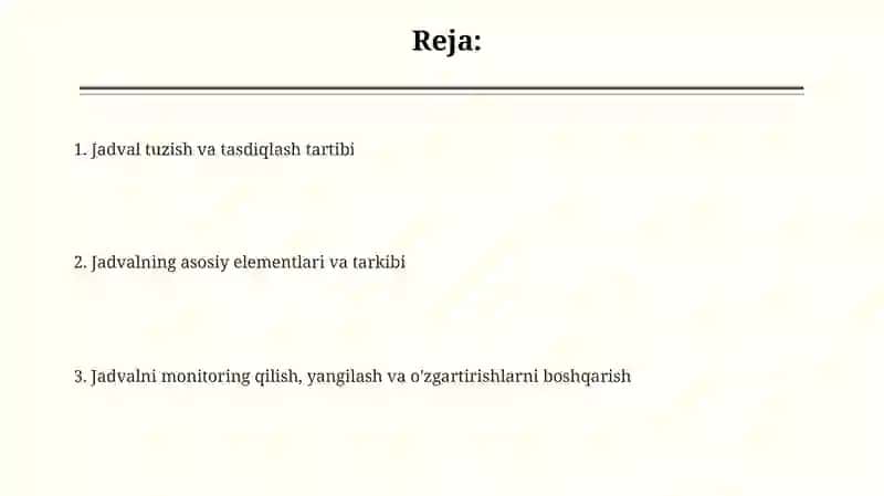 Taqvim rejasini tuzish va tasdiqlash tartibi 2