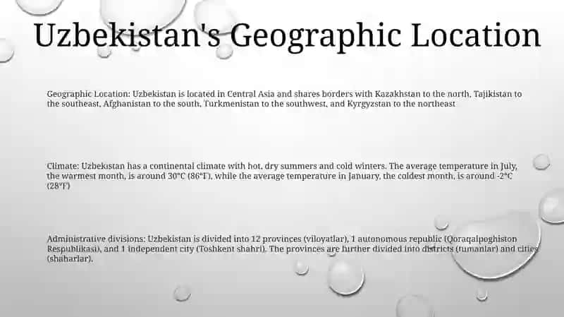Ozbekiston Respublikasi Geografik Orni Hududiy Bolinishi Iqlimi Va Aholisi 2