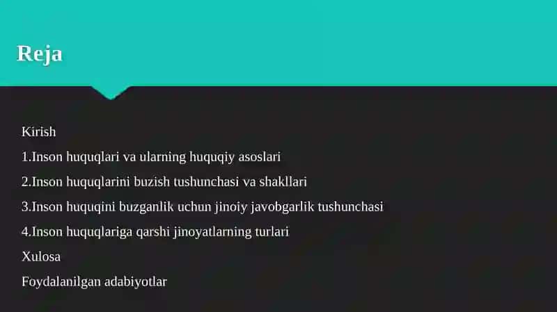 Inson huquqini buzganlik uchun jinoiy javobgarlik 2