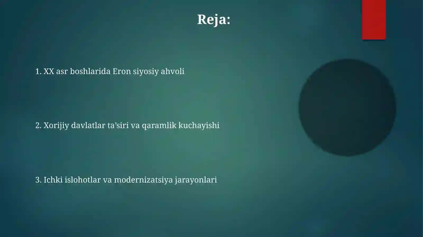 Eron rivojlanish va qaramlik arafasida 2