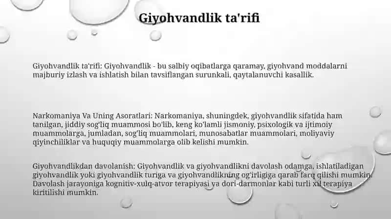 Narkomaniya Va Uning Asoratlari 2