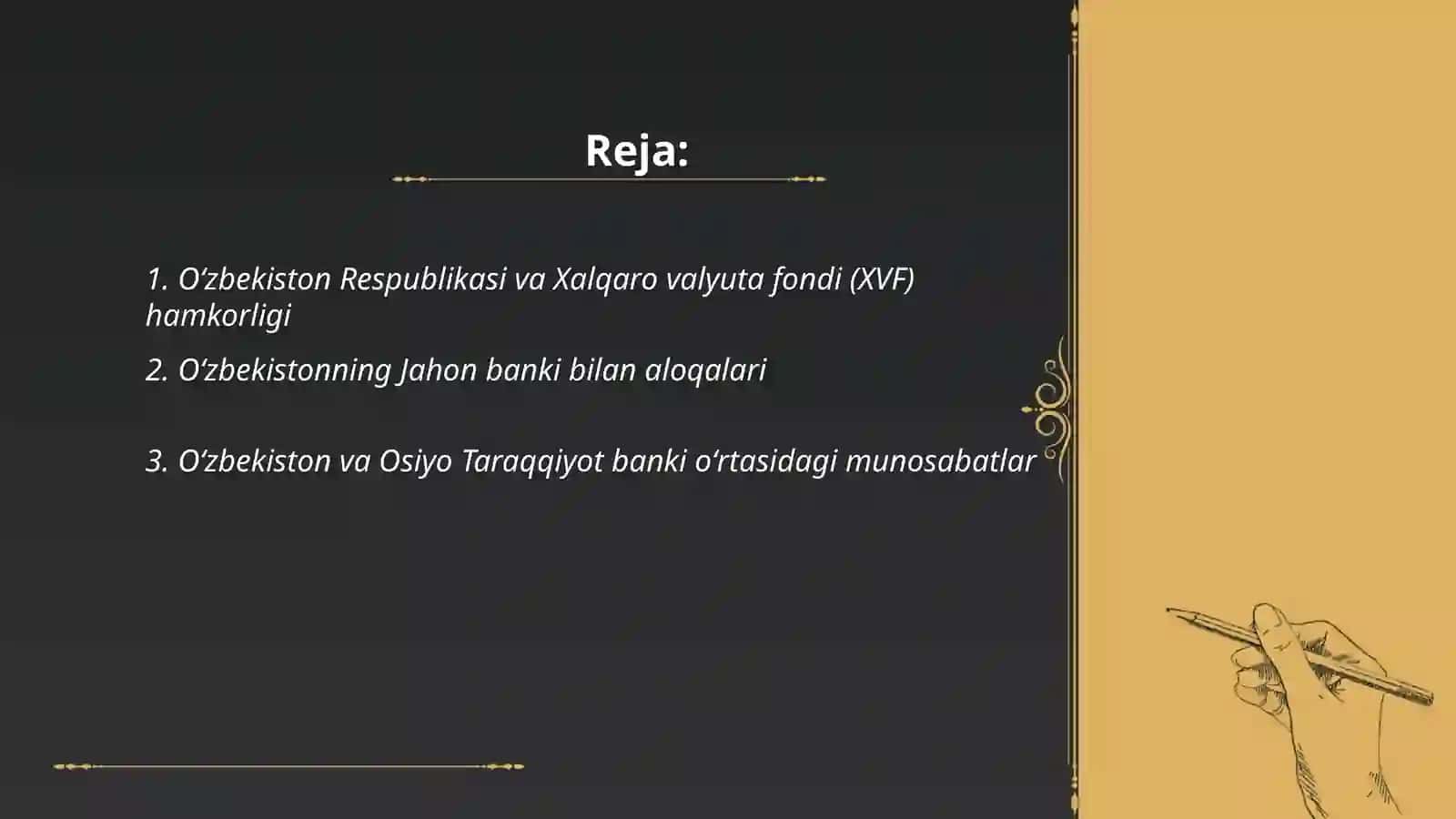 Oʻzbekiston Respublikasi-xalqaro valyuta-kredit munosabatlarining subʼekti sifatida 2