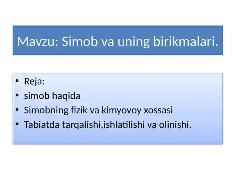Simob va uning birikmalari 2