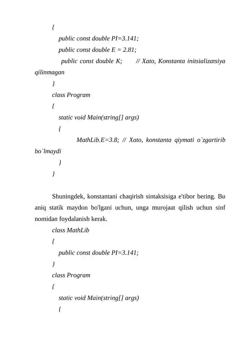 Konstanta maydonlar 2