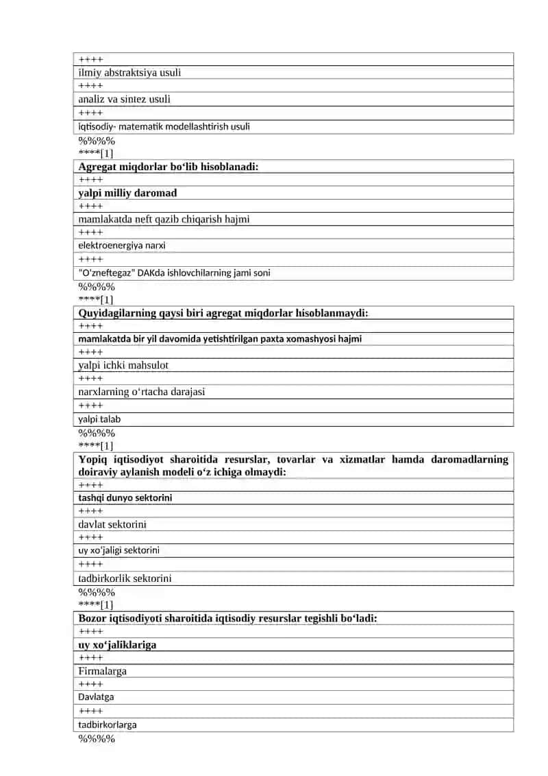 Makroiqtisodiyot fanidan testlar baza 2