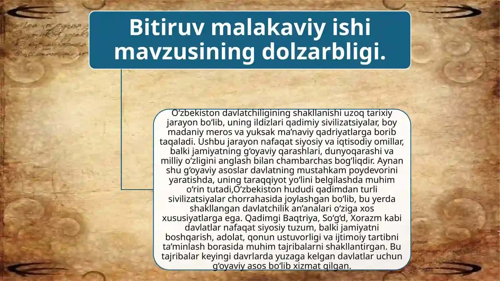 O'ZBEKISTONDA DAVLATCHILIK SHAKLLANISHNING  GʻOYAVIY ASOSLARI 2