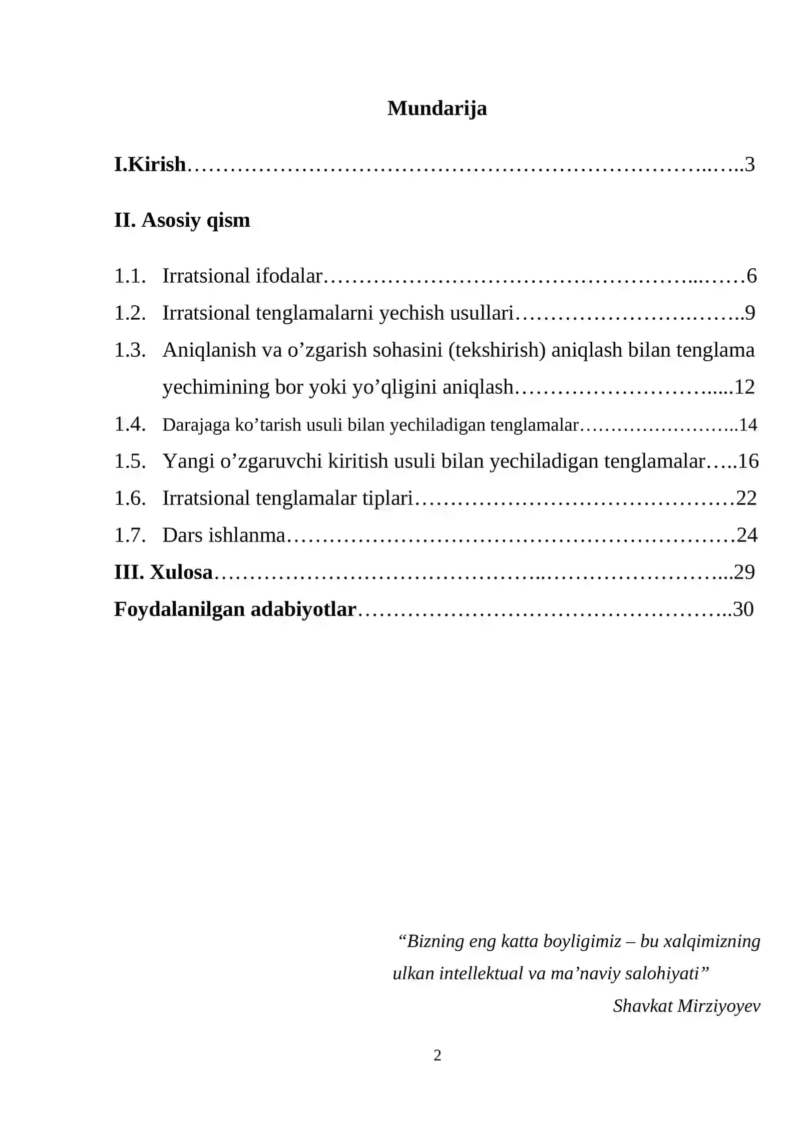 Irratsional tenglamalarni 2