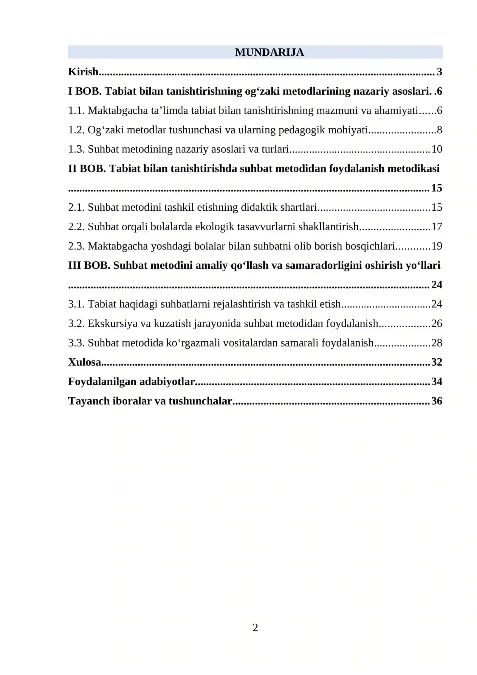Tabiat bilan tanishtirishning og‘zaki metodlarining nazariy asoslari va suhbat metodidan foydalanish metodikasi 2