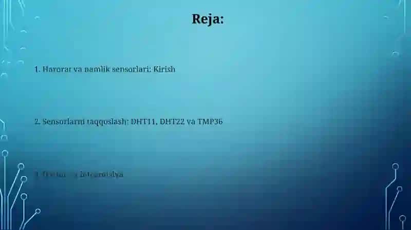 Harorat va namlik o'lchash datchigi (DHT 11,DHT 22 YOKI TMP 36) 2
