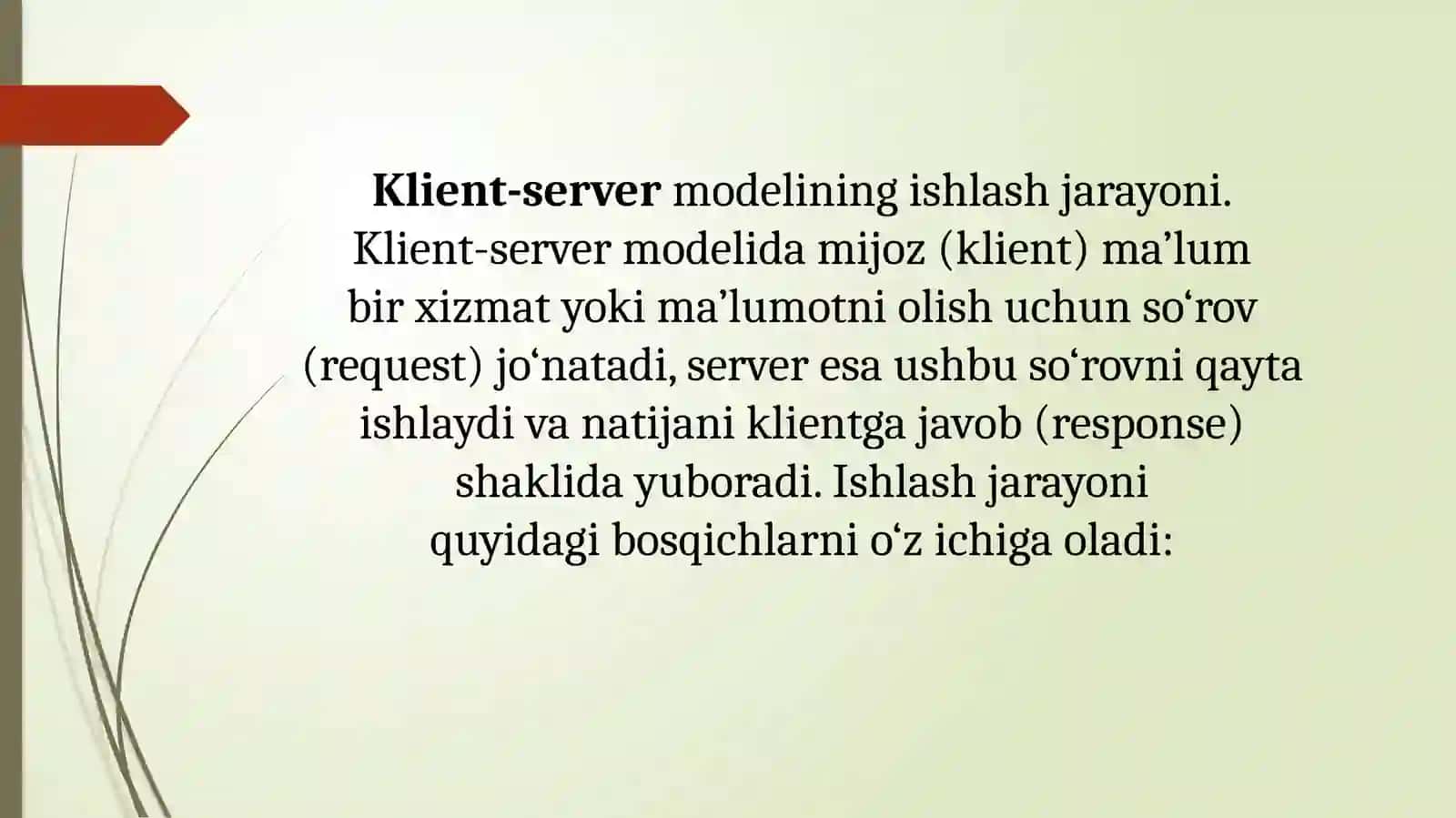 “Klient – server” texnologiyasi va undan foydalanish 2