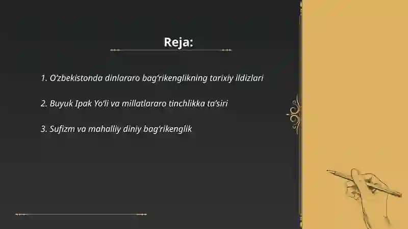 Oʻzbekiston dinlararo bagʻrikenglik millatlararo munosabatlar va bagʻrikenglikning shakllanishi 2