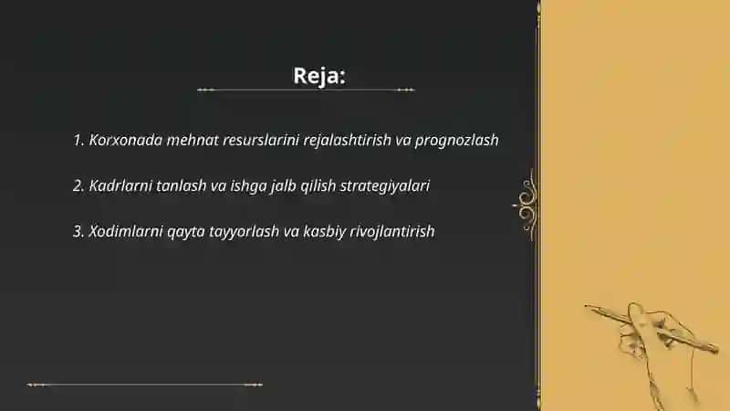 Korxonada mehnat resurslari va raqobatdoshlikni taminlash 2
