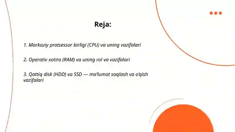 Markaziy protsessor birligi (CPU) va uning vazifalari 2