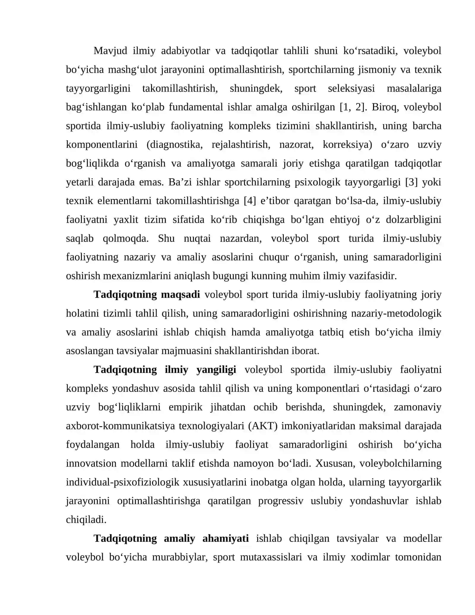 Tanlangan sport turida ilmiy uslubiy faoliyat voleybol sport turi boʻyicha 2