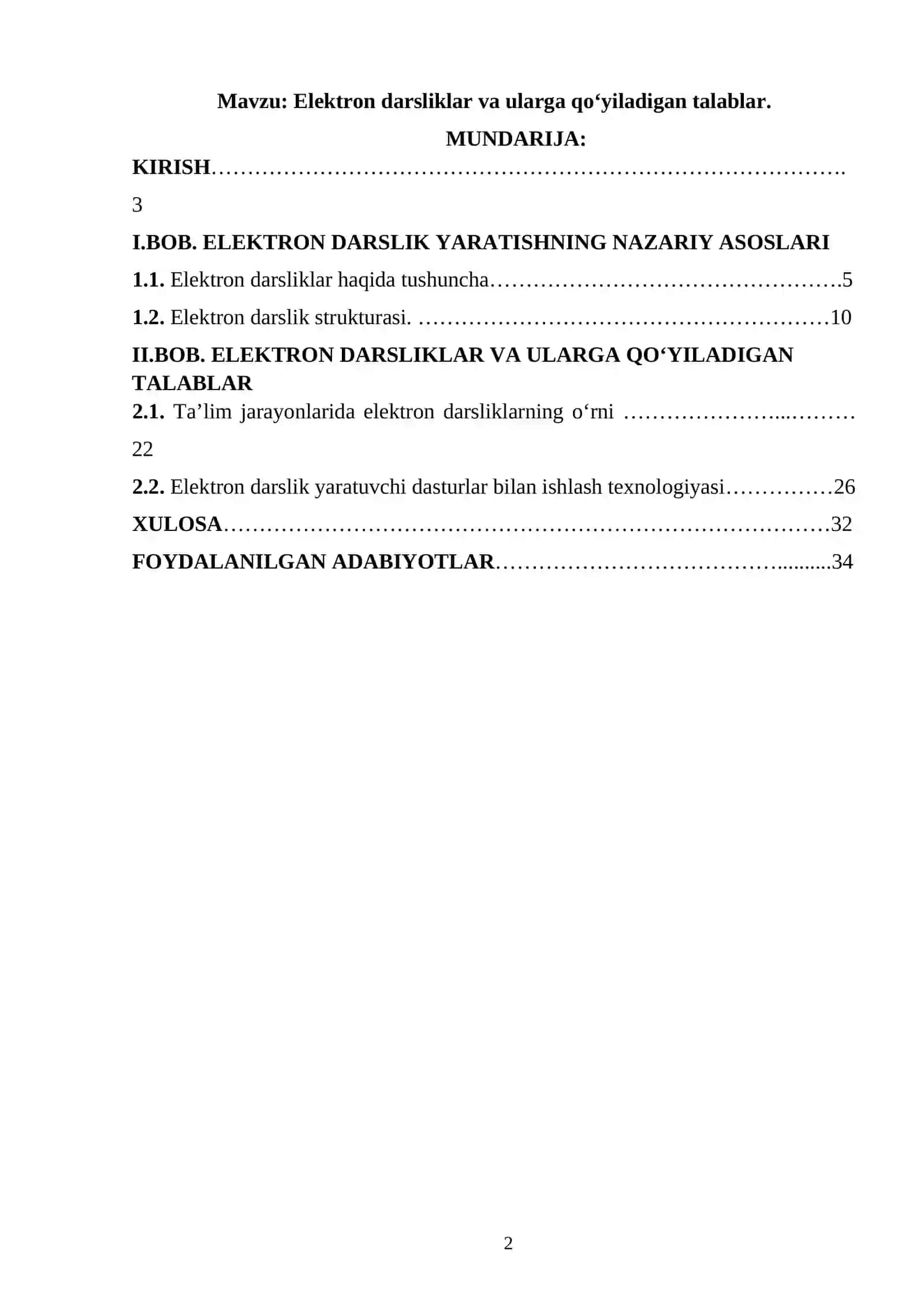 Elektron darsliklar va ularga qo‘yiladigan talablar 2