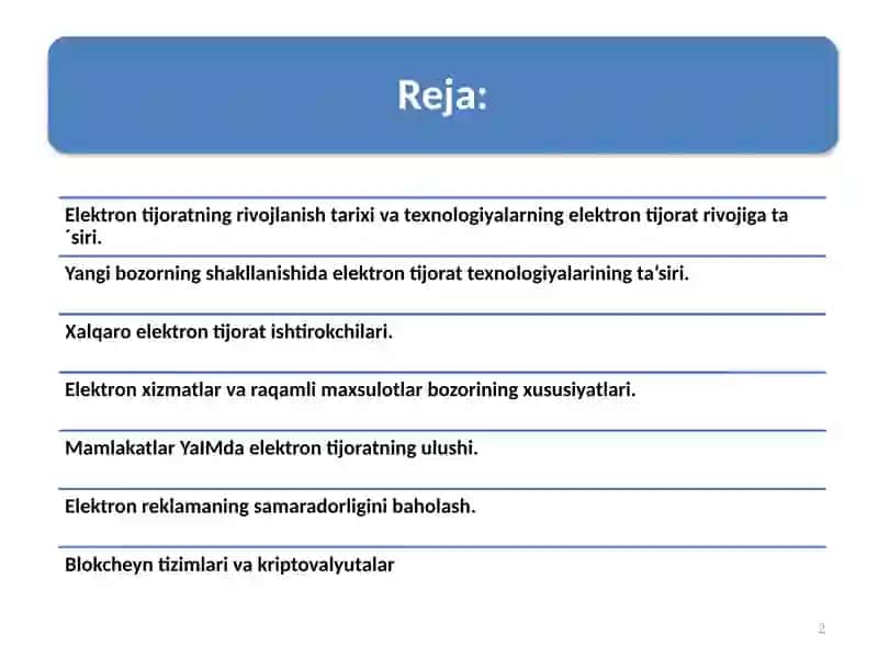 Zamonaviy elektron tijorat bozorining xususiyatlari 2