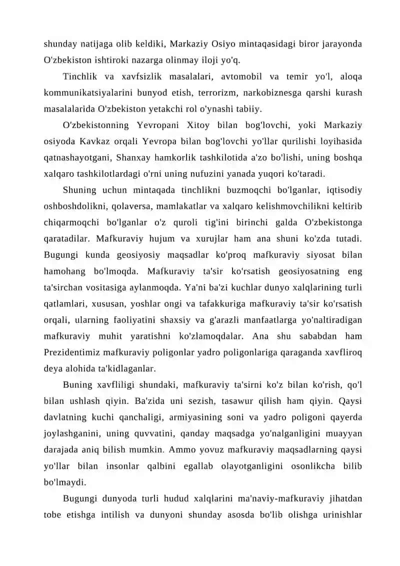 MARKAZIY OSIYO: GEOSIYOSAT VA MAFKURAVIY JARAYONLAR 2
