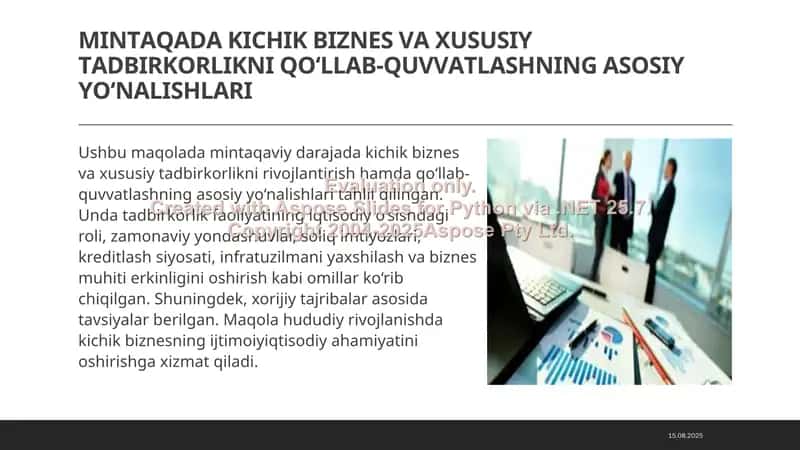 Mintaqalarda kichik biznesni rivojlantirishda davlat qo'llovi 2