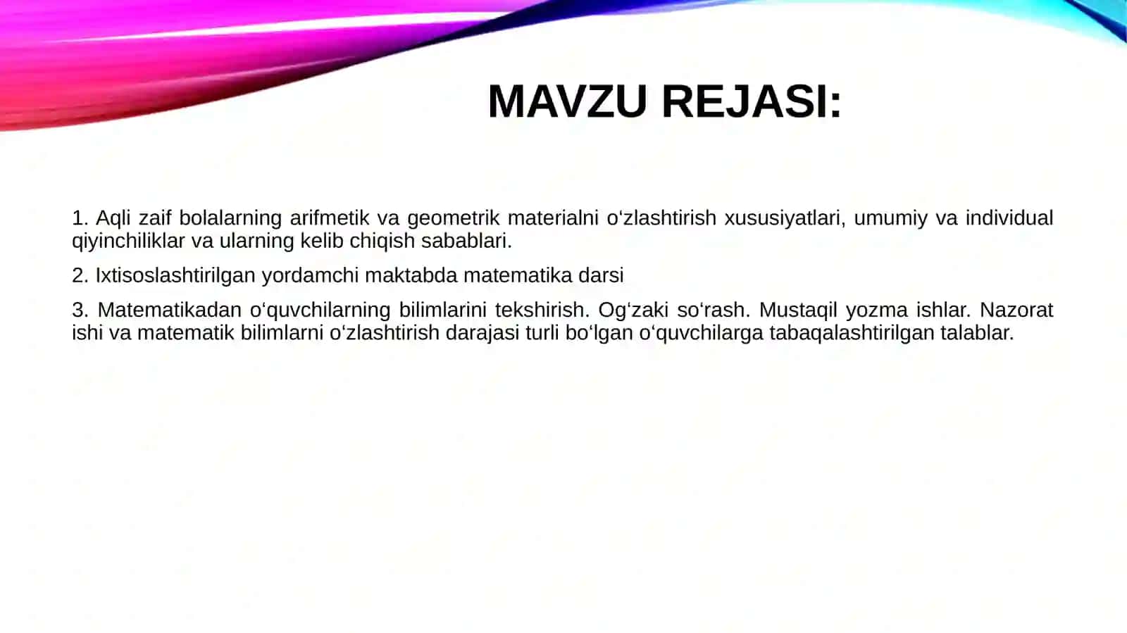 Ixtisoslashtirilganyordamchi maktab o‘quvchilarining matematik bilimlarni egallash xususiyatlari 2